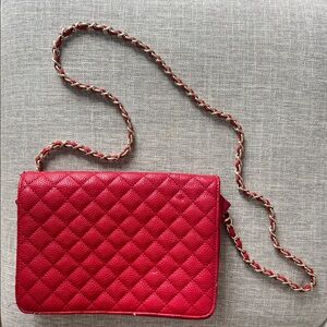 Forever 21 Red Quilted Leather Crossbody Bag